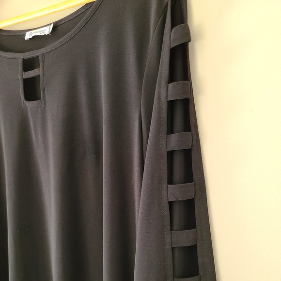 REVOLUTION (NEW) Black Asymmetrical Tunic w/Cutout Sleeves - Picture 3 of 8